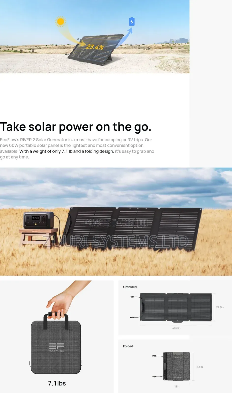 Ecoflow 60Watts Portable Foldable Solar Panel