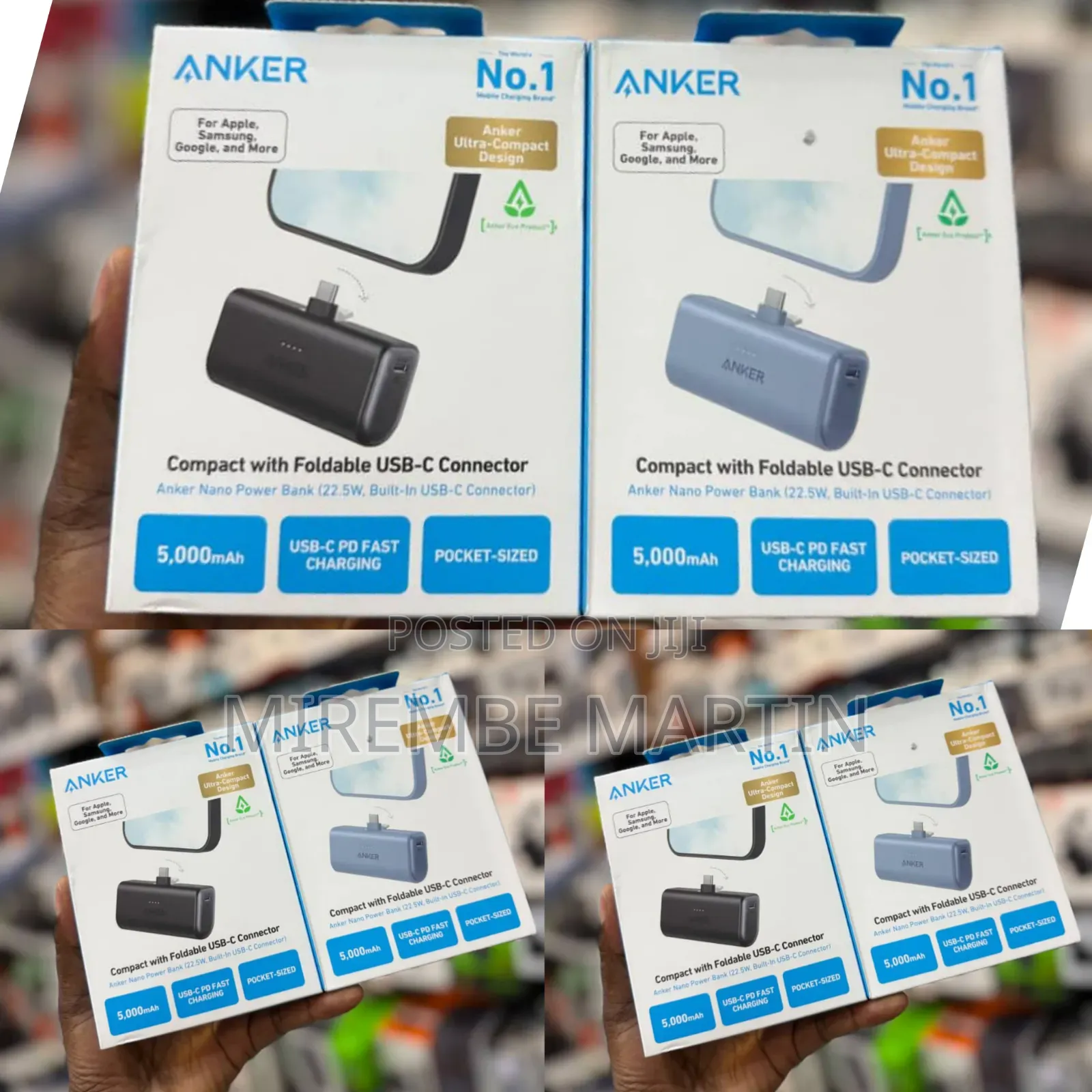 Anker Nano Power Bank 5000mAh, 22.5W, Built-in USB C Connector
