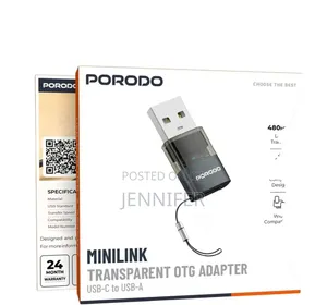 Porodo Minilink Transparent OTG Adapter USB-C to USB-A