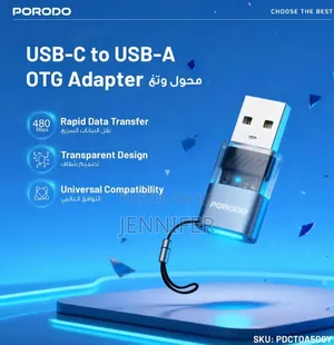 Porodo Minilink Transparent OTG Adapter USB-C to USB-A