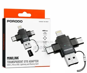 Porodo Minilink Transparent OTG Adapter, a Multi-Functional