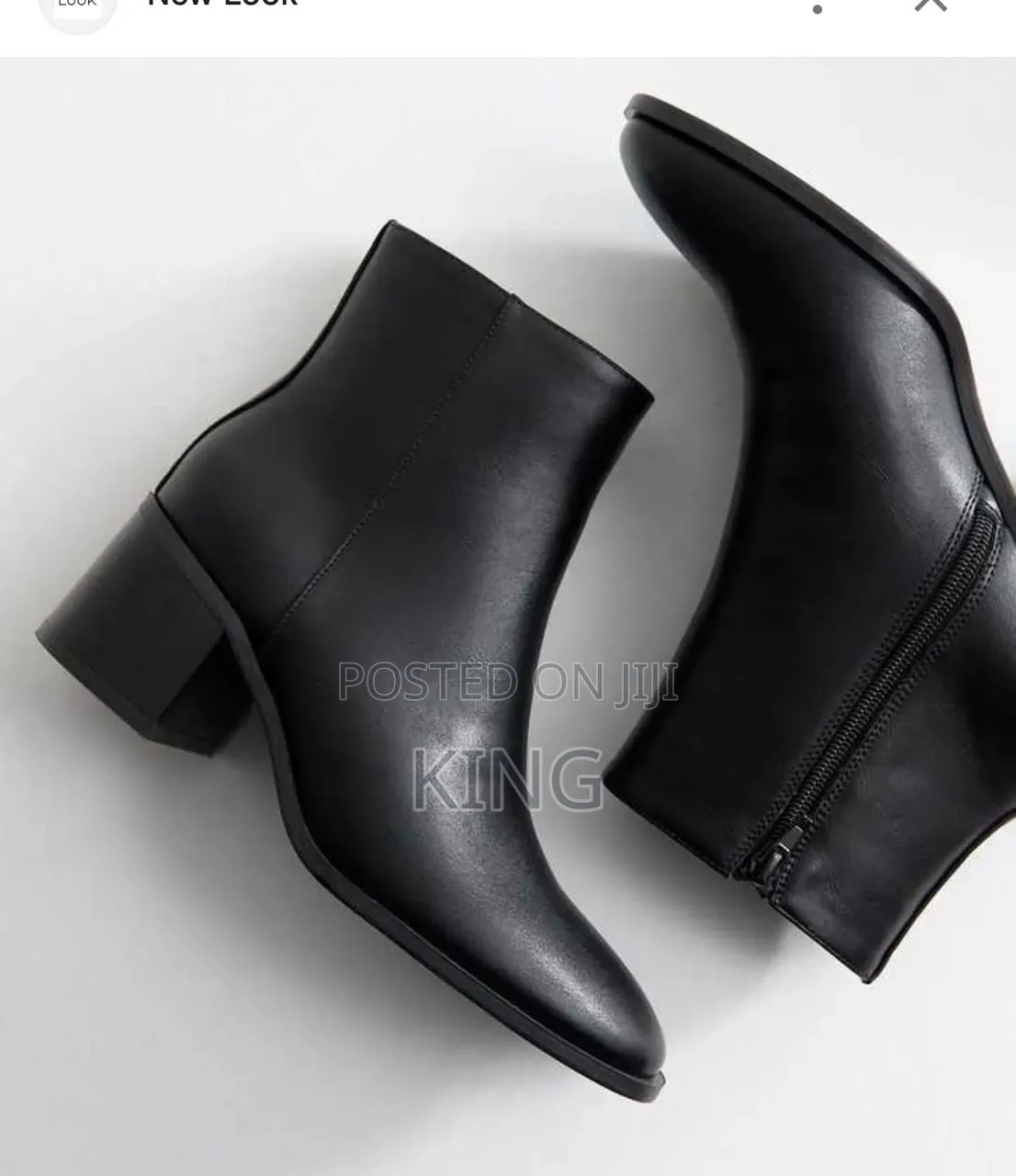Womens Sleek Black Leather Ankle Boots