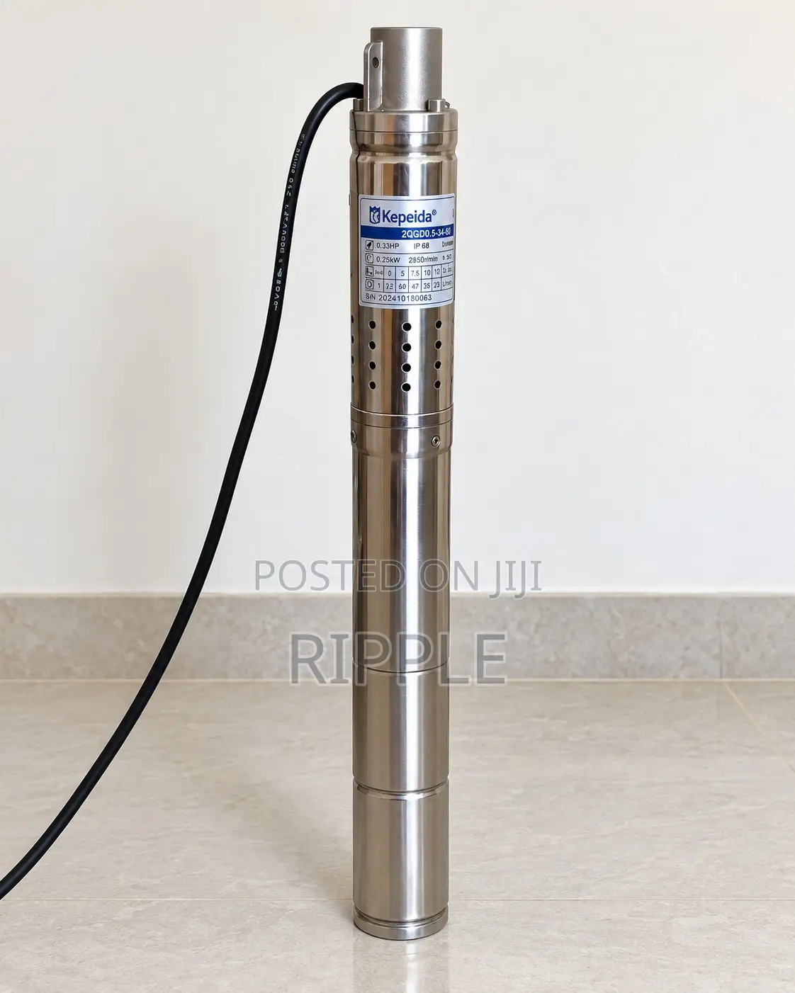 250W Electric Borehole Water Pump 72m Head 1800l/H