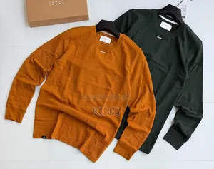 Long-Sleeved Plain Textured Crewneck T-Shirts