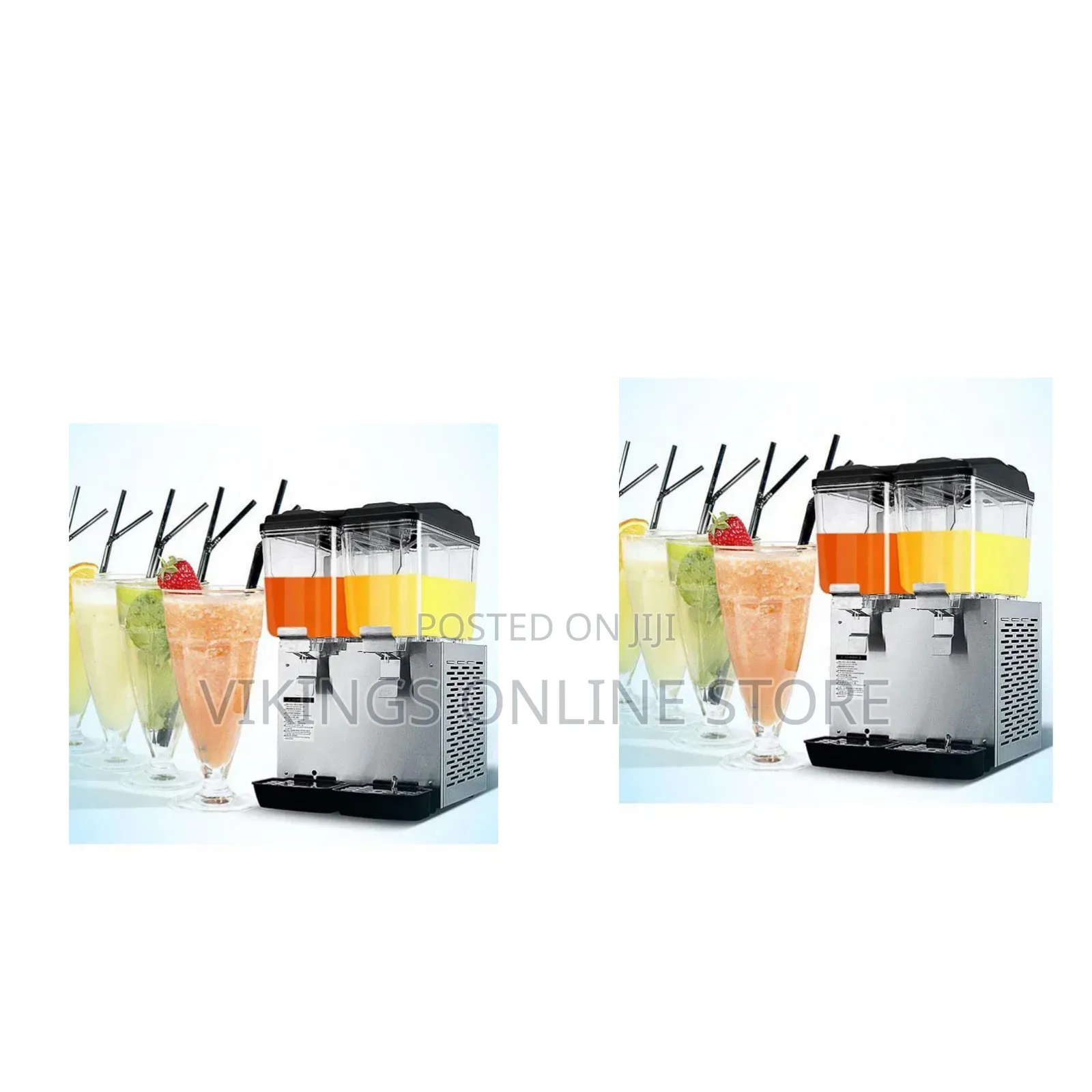 A Commercial Double-Tank Electric Cold Beverage and Juice Dispenser