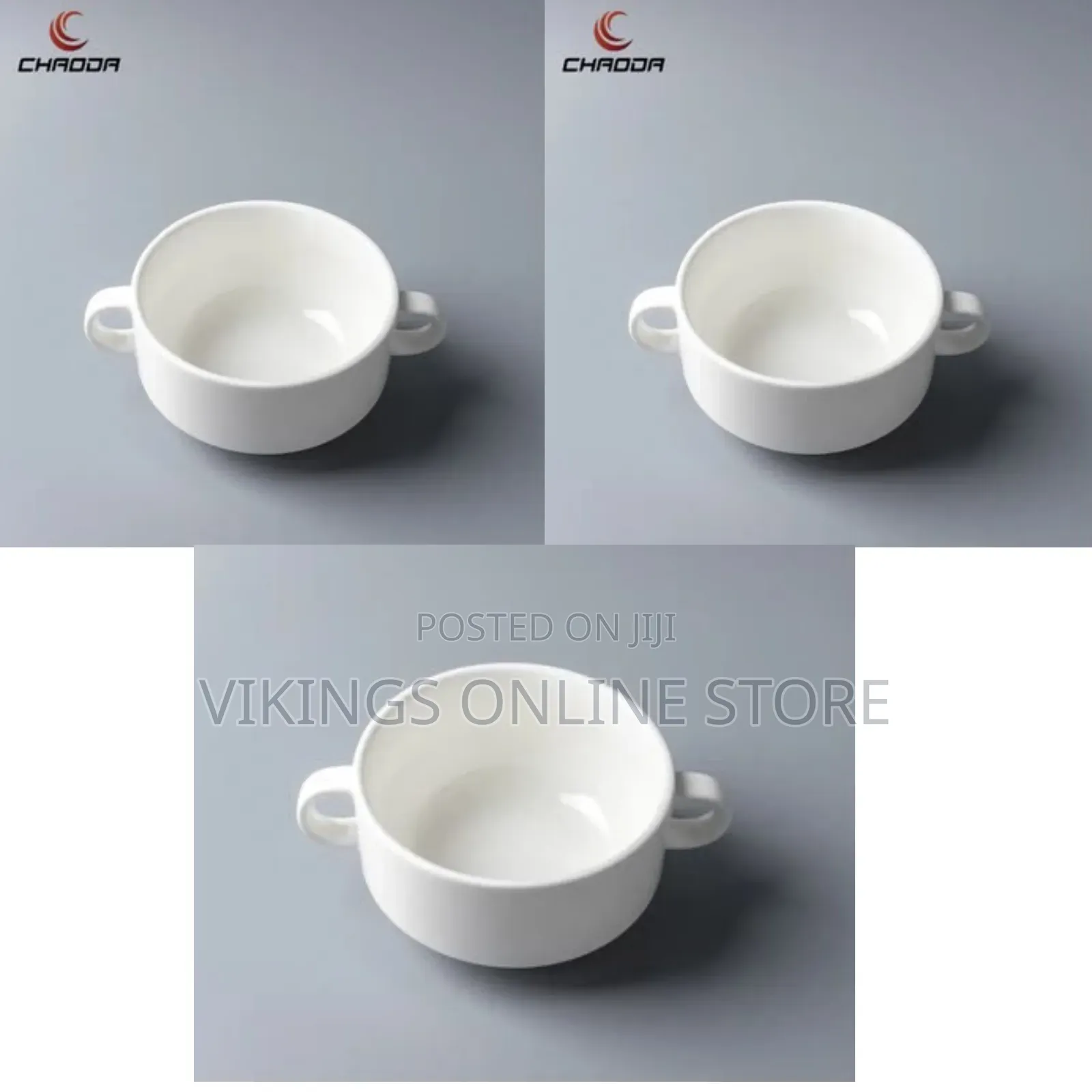 CHAODA Double-Handle Porcelain Soup Bowl