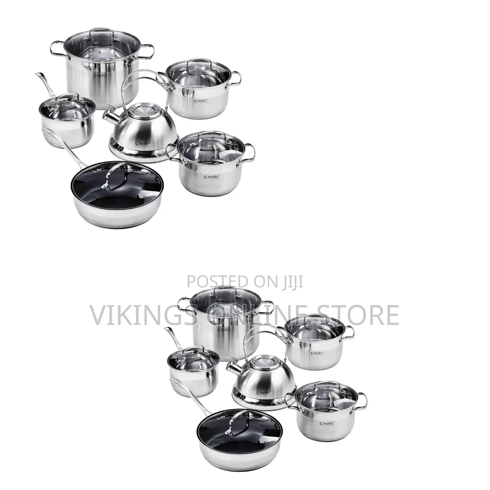 A Zepter International 12-Piece Stainless Steel Cookware Set,