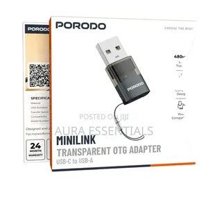 Porodo Minilink Transparent OTG Adapter USB-C to USB-A