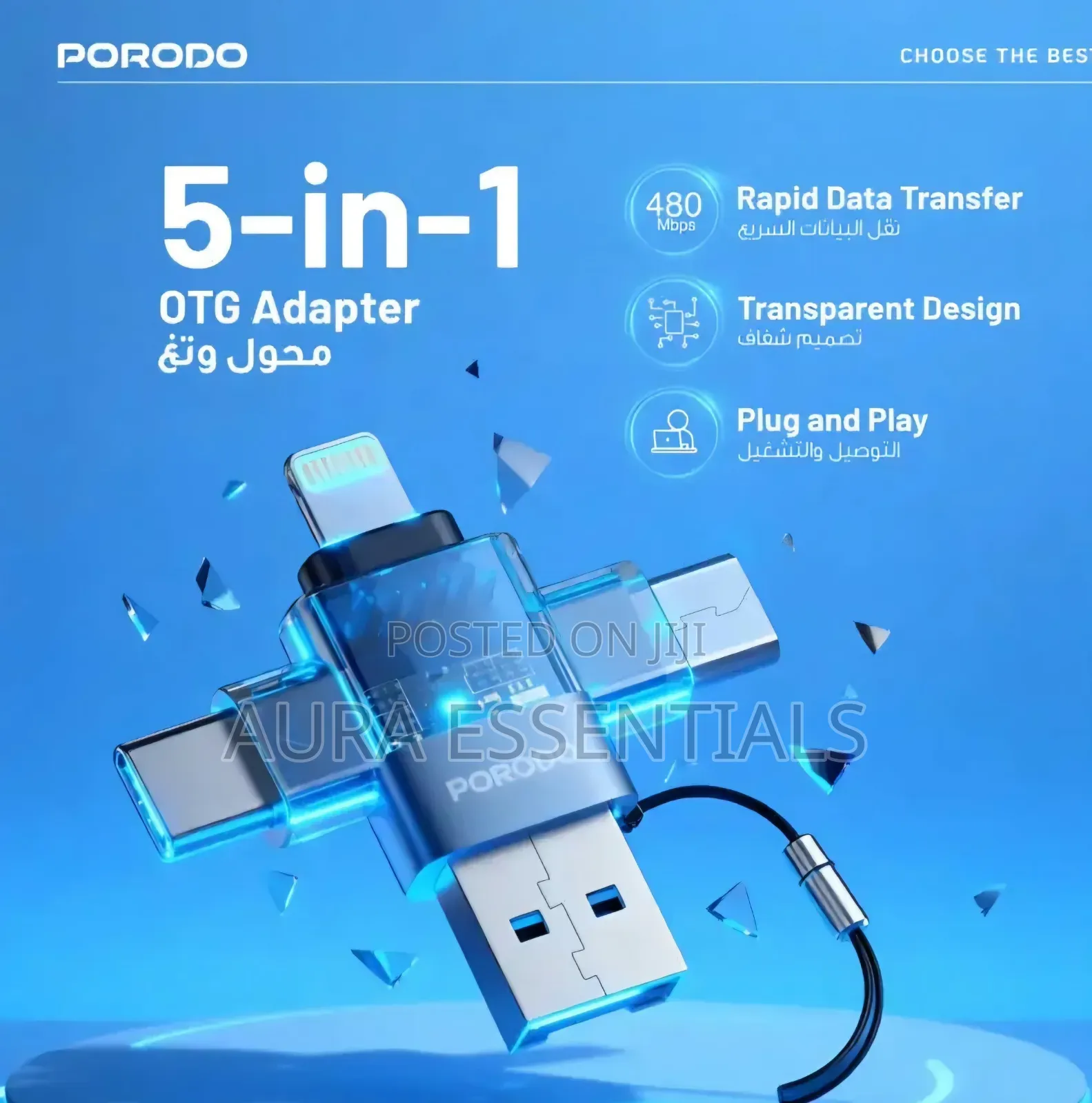 Porodo Minilink Transparent OTG Adapter, a Multi-Functional Data