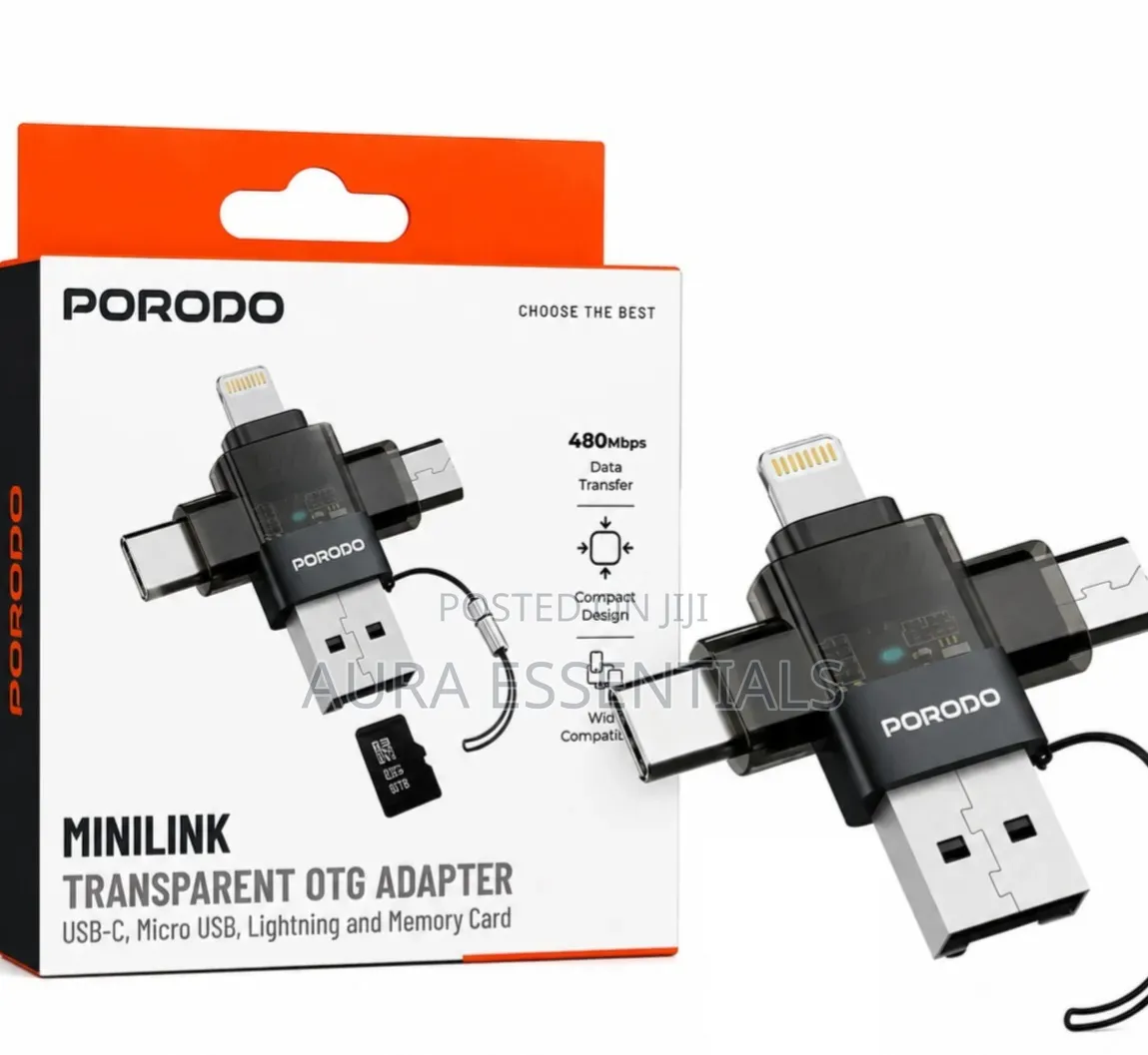 Porodo Minilink Transparent OTG Adapter, a Multi-Functional Data