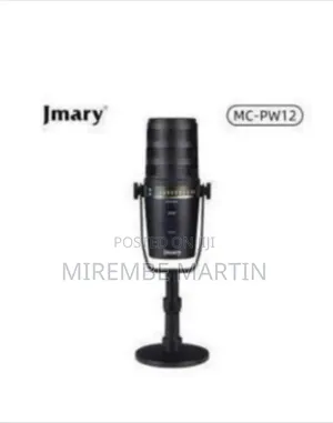 A Jmary MC-PW12 USB Desktop Condenser Microphone in Black.