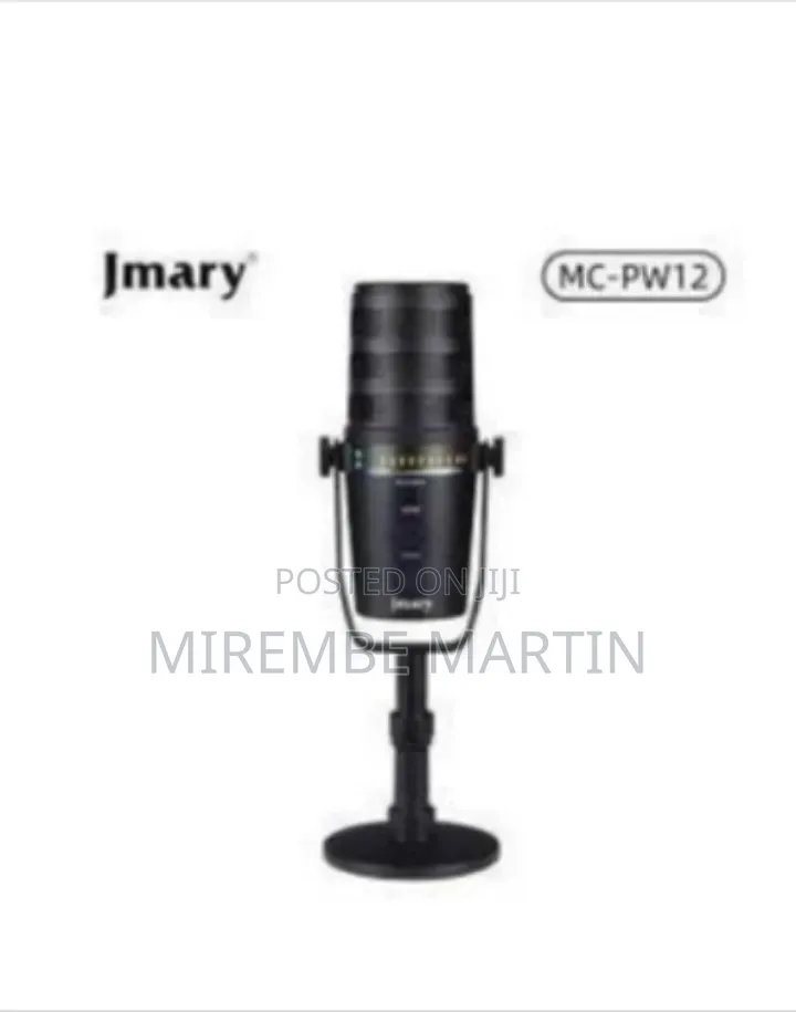 A Jmary MC-PW12 USB Desktop Condenser Microphone in Black.