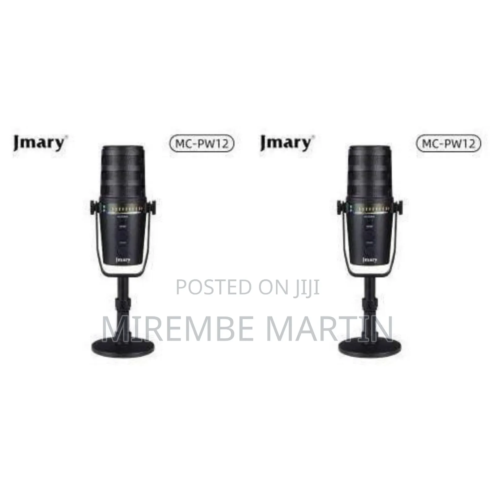 A Jmary MC-PW12 USB Desktop Condenser Microphone in Black.