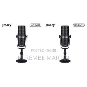 A Jmary MC-PW12 USB Desktop Condenser Microphone in Black.