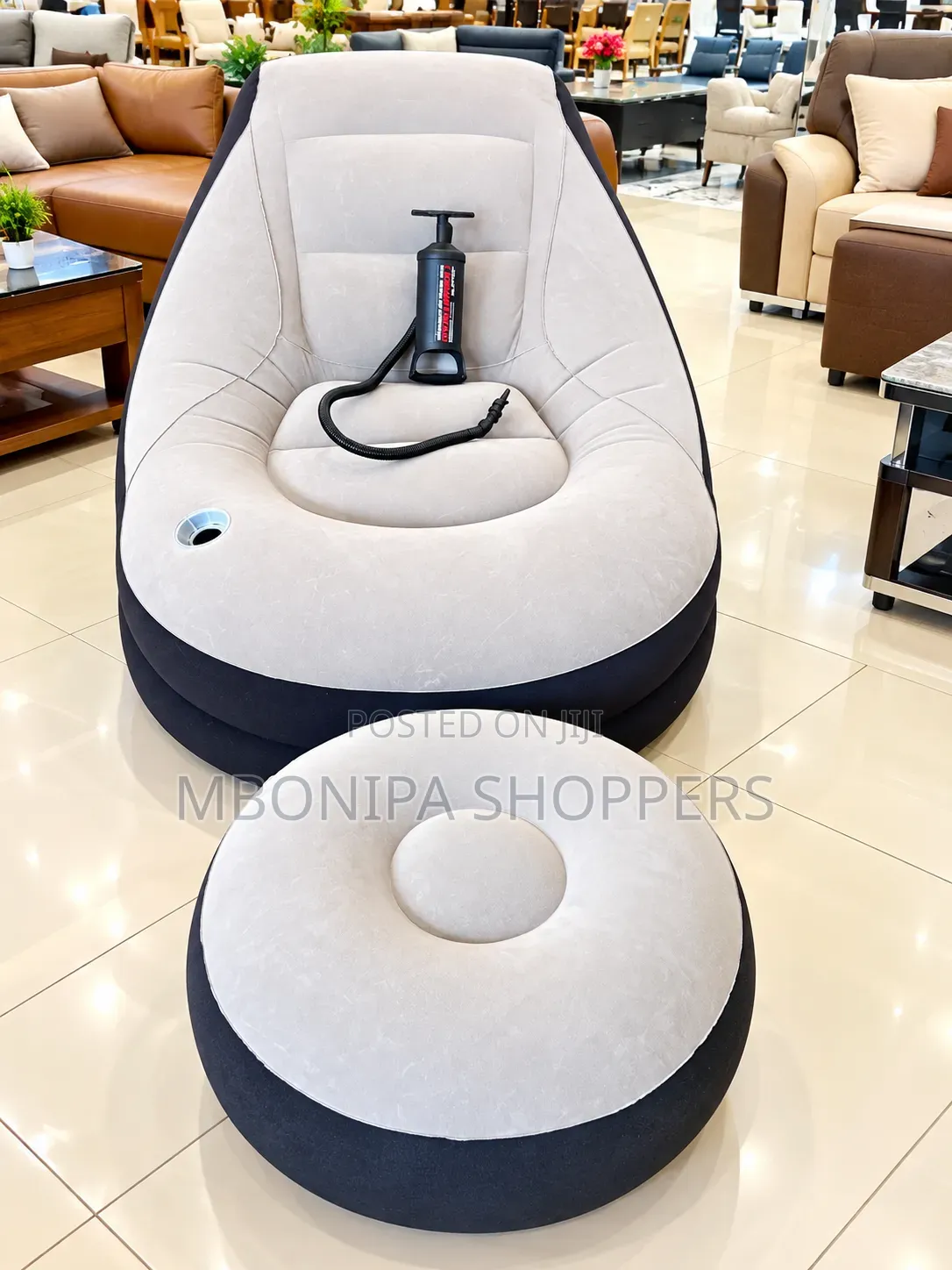 Luxury Inflatable Lounge Chair With Matching Ottoman Hand Pump