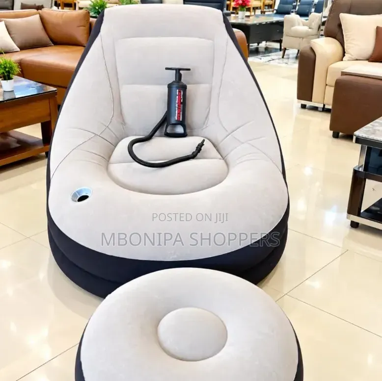 Luxury Inflatable Lounge Chair With Matching Ottoman Hand Pump