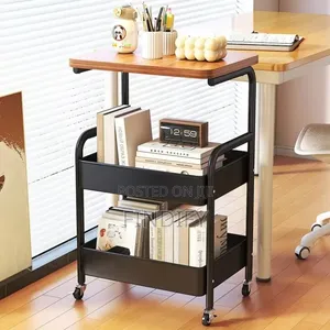 3Tier Storage Cart Metal Organizer Wooden Desktop Versatile Storage