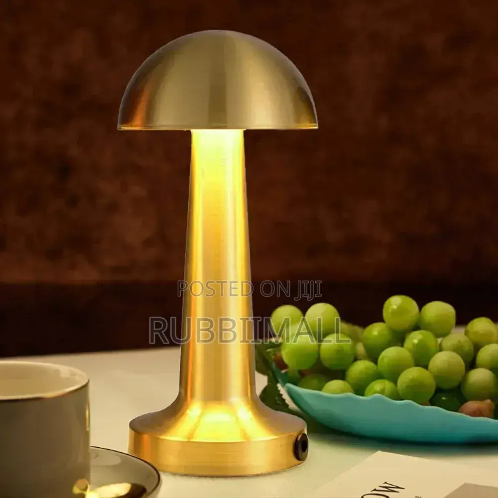 Gold-Colored, Portable Mushroom Dome Table Lamp