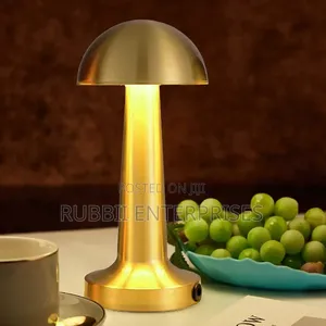 Gold-Colored, Portable Mushroom Dome Table Lamp