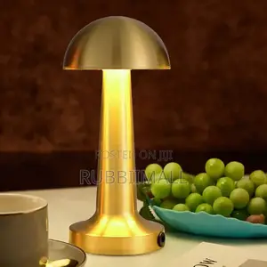 Gold-Colored, Portable Mushroom Dome Table Lamp