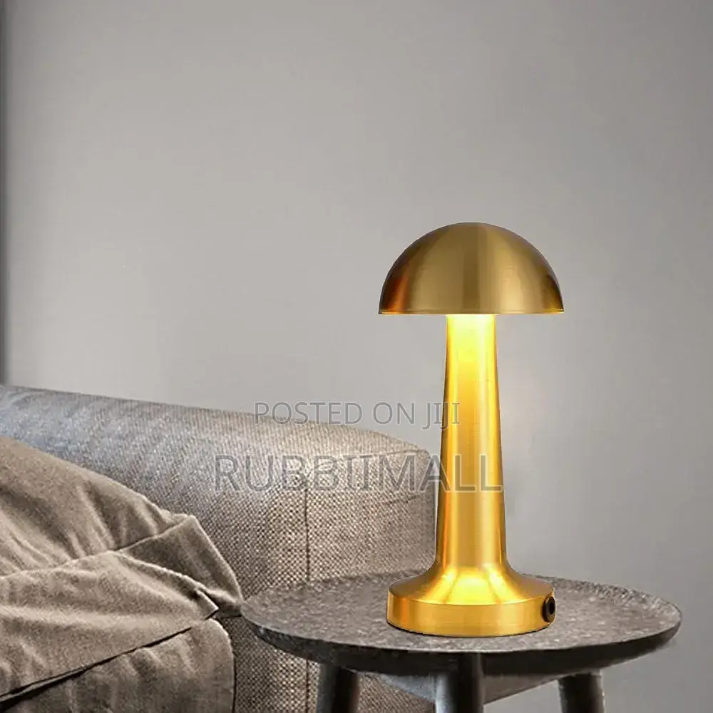 Gold-Colored, Portable Mushroom Dome Table Lamp