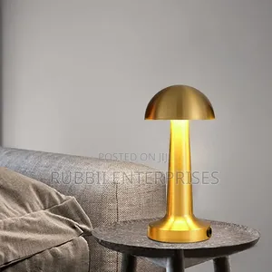 Gold-Colored, Portable Mushroom Dome Table Lamp