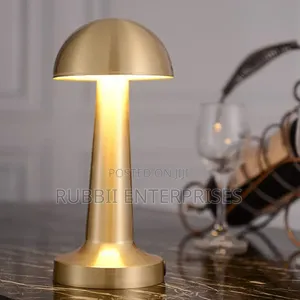 Gold-Colored, Portable Mushroom Dome Table Lamp