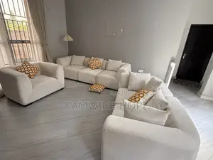 Premium Modern Cream Bouclé Sofa Set With Padded Seats & Curved Design