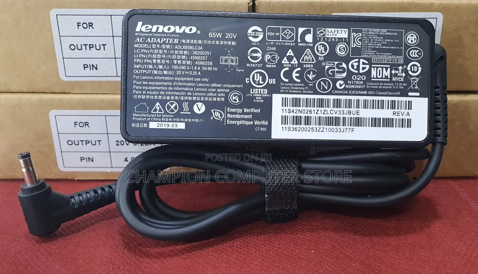 Lenovo 65W Small Pin 20V 3.25A Round Tip 4.0x1.7mm AC Adapter Charger