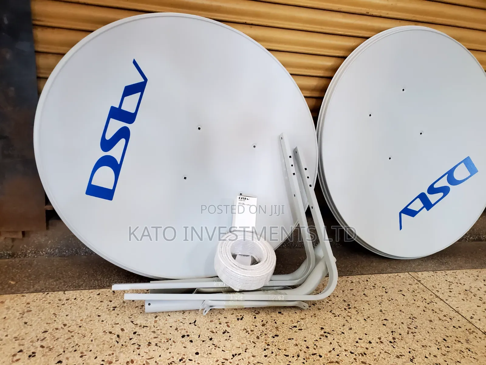 DStv Satellite Dish Kit With a Mounting Bracket and Coaxial Cable