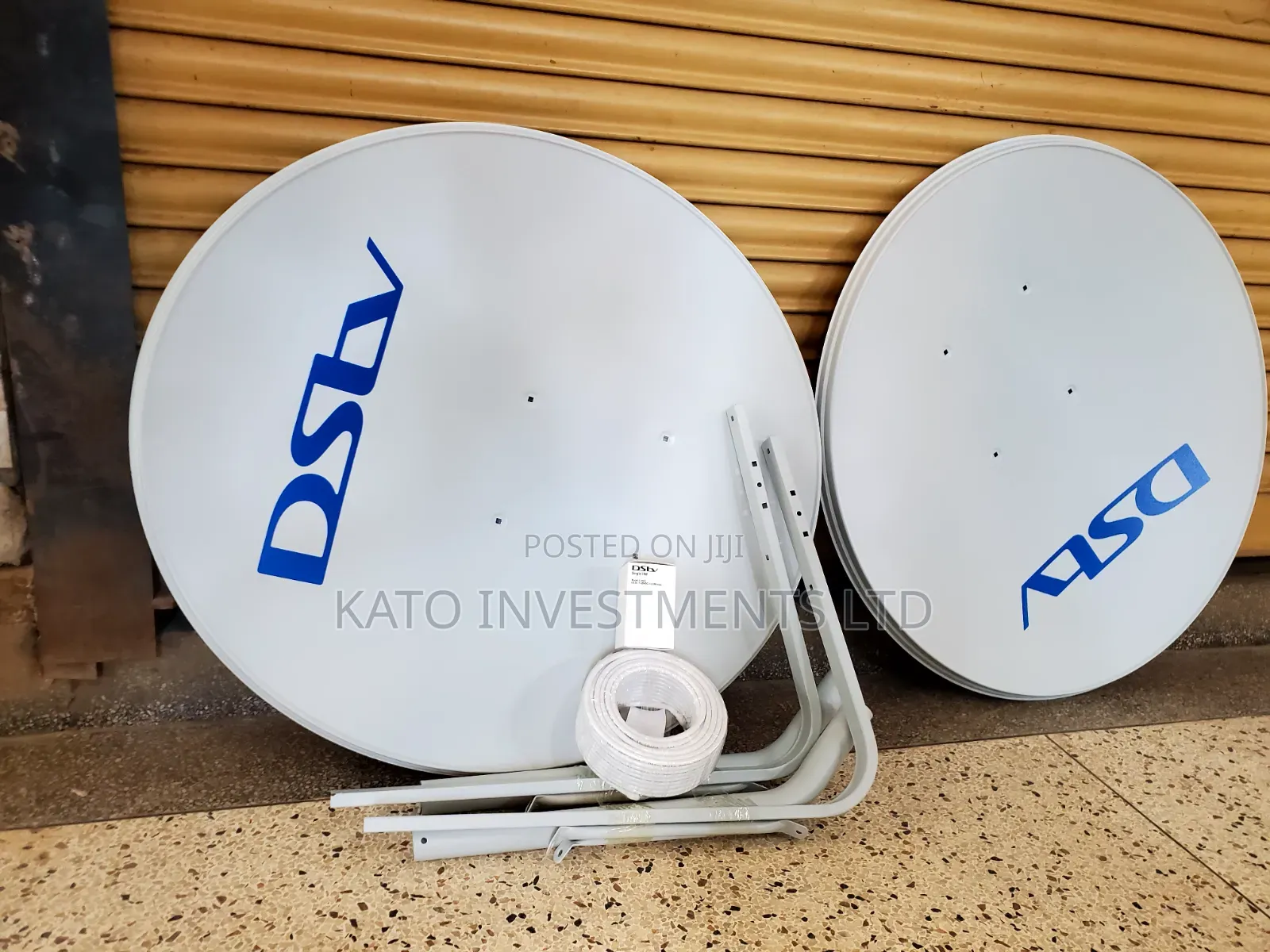 DStv Satellite Dish Kit With a Mounting Bracket and Coaxial Cable