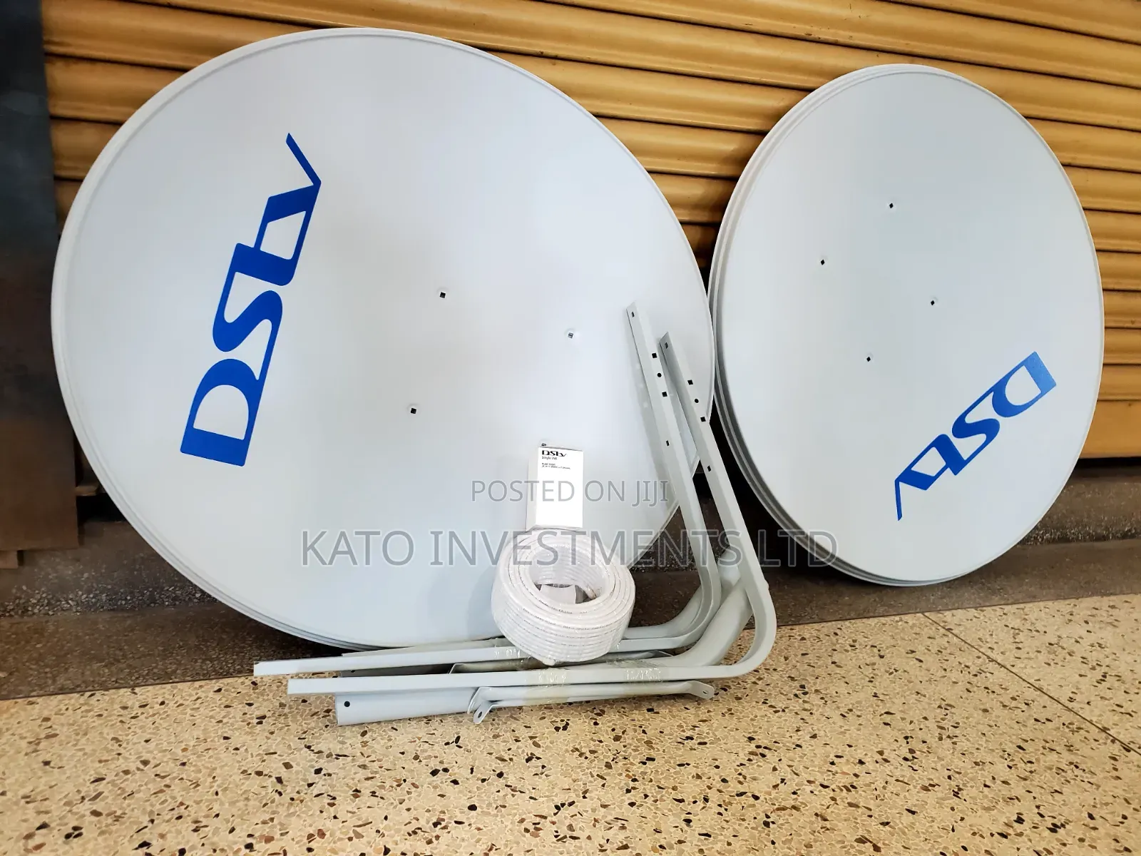 DStv Satellite Dish Kit With a Mounting Bracket and Coaxial Cable