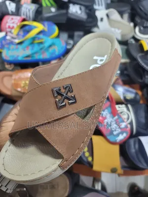 Brown Cross-Strap Slide Sandals