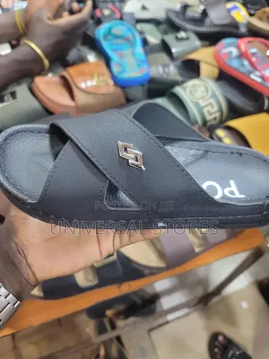 Black Cross-Strap Slide Sandals