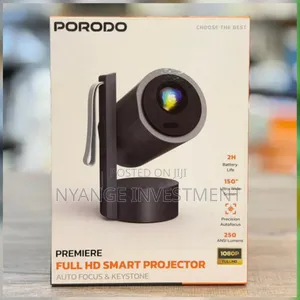 Porodo Premiere Rechargeable Android Smart Projector, 250 ANSI Lumens