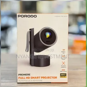 Porodo Premiere Rechargeable Android Smart Projector, 250 ANSI Lumens