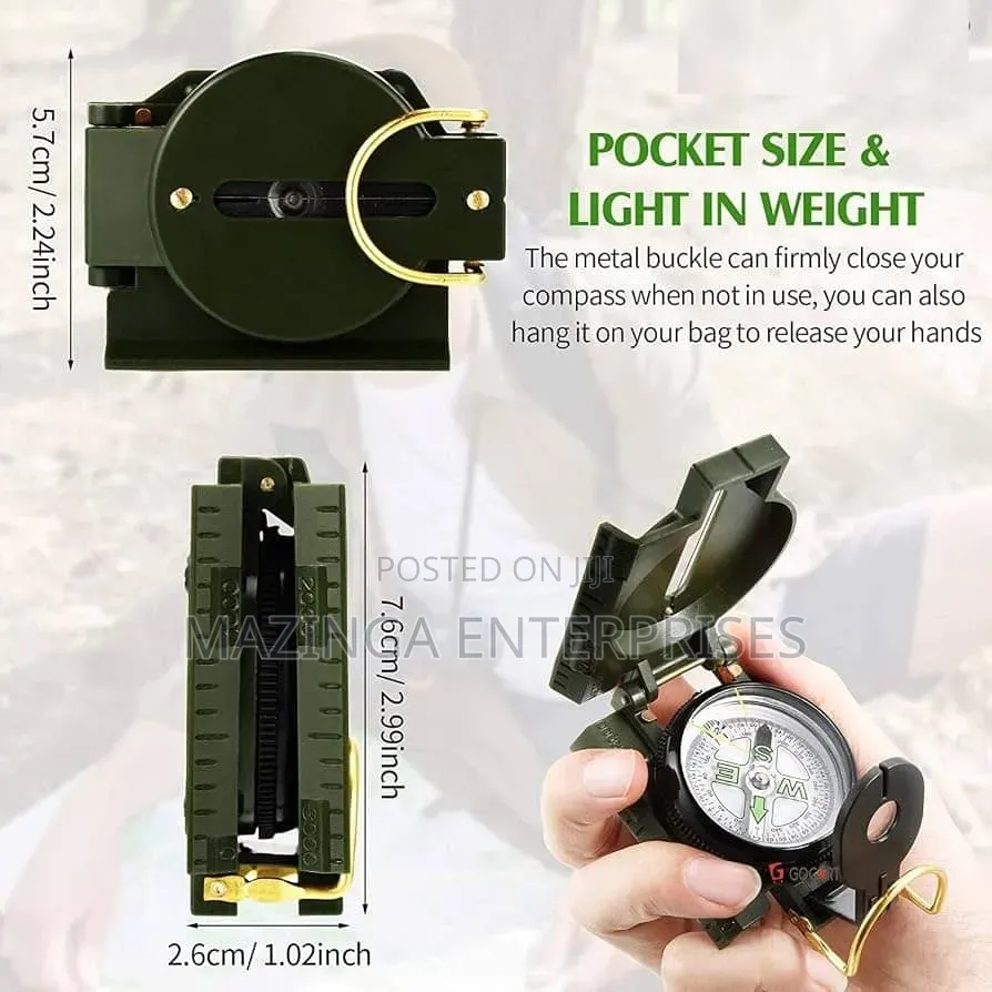 Military-Style Lensatic Marching Navigation, Surveying Compass