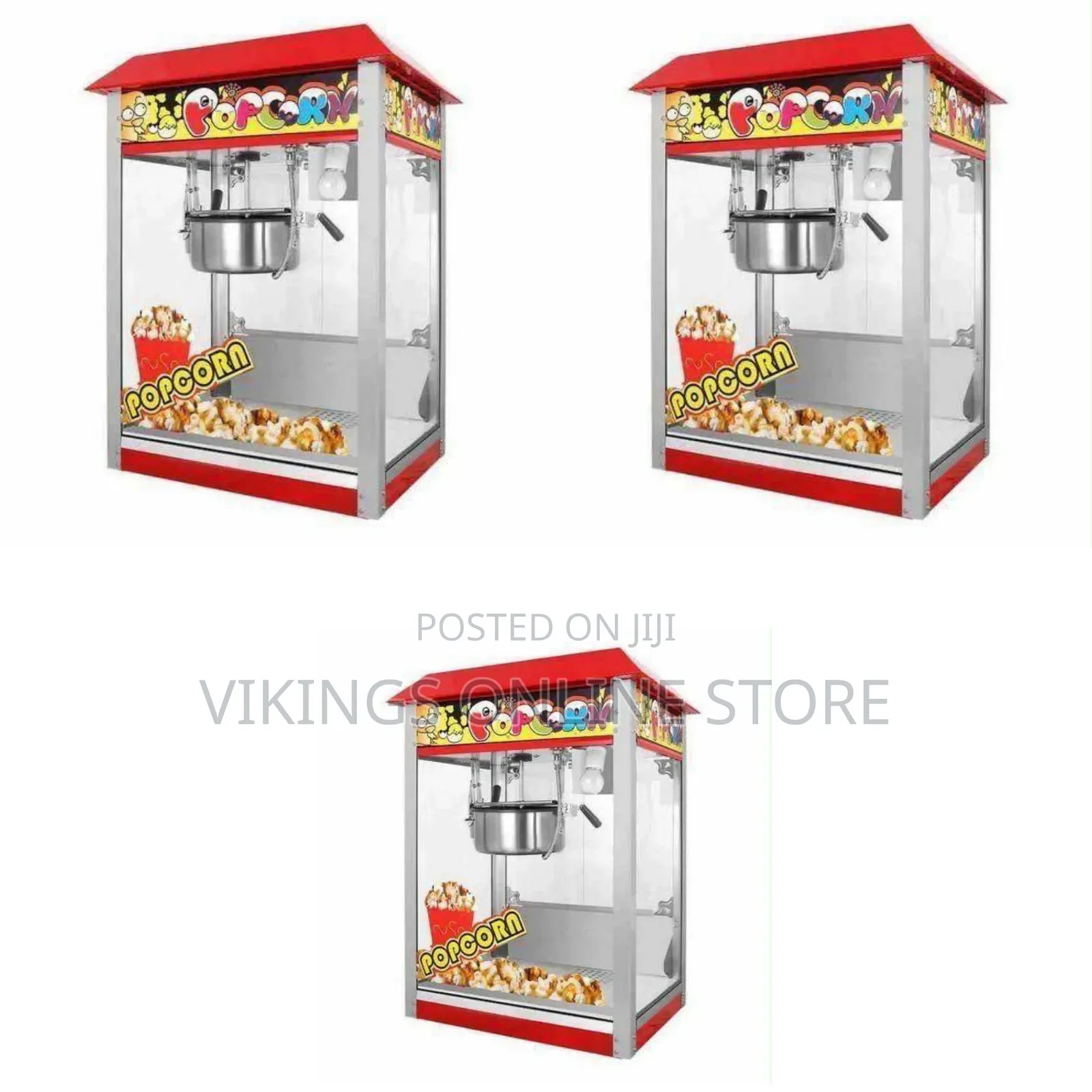 A Commercial Electric Popcorn Maker Machine With a Red Roof-Top