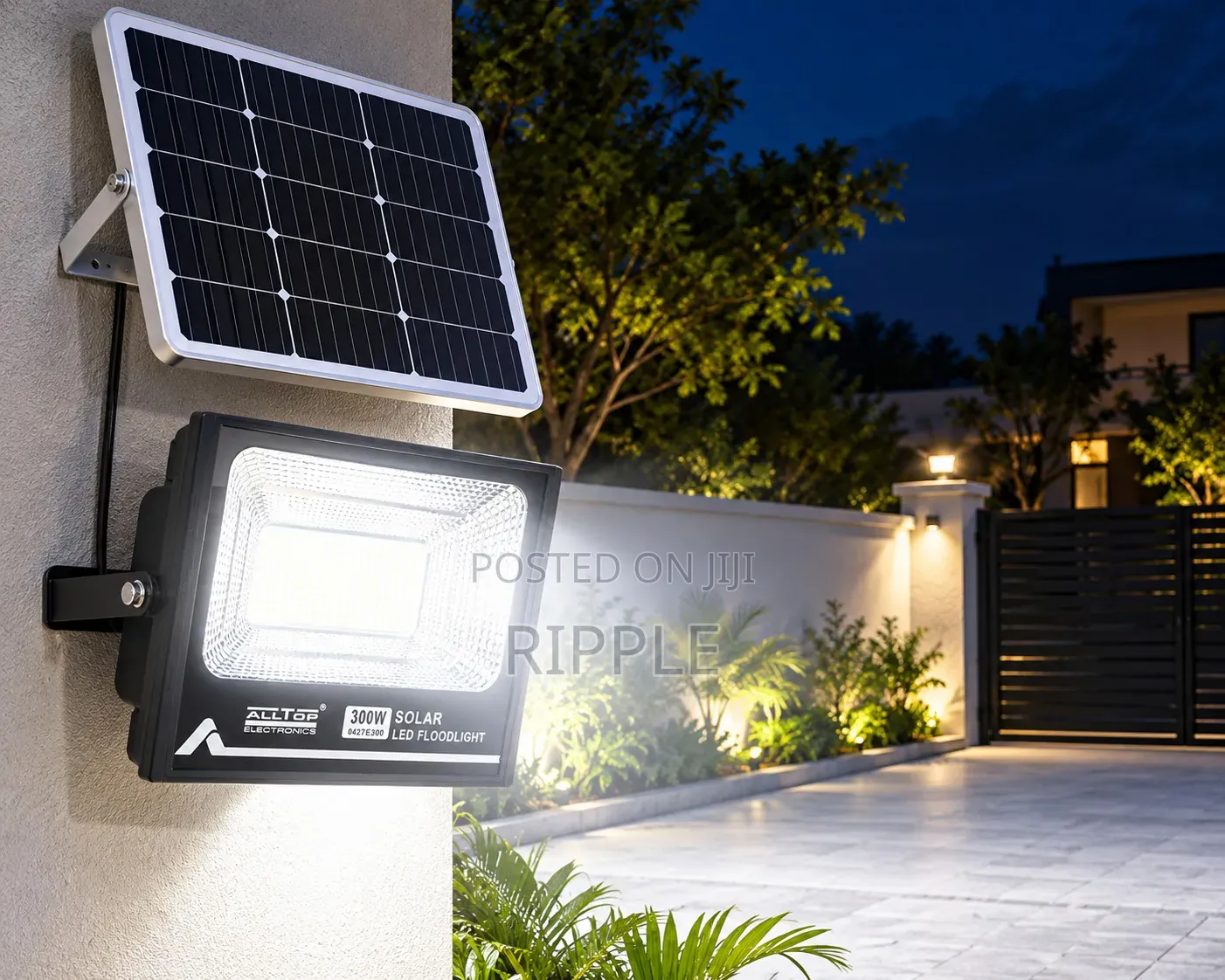300W Solar LED Flood Light With Panel Outdoor Security Light