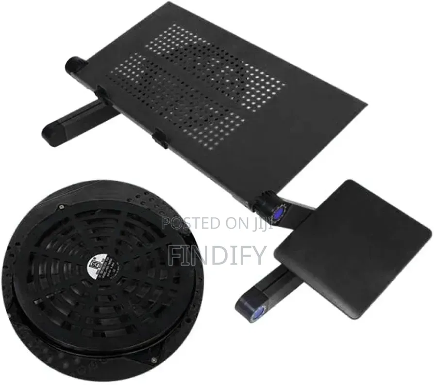 Adjustable Foldable Aluminum Laptop Table Desk Stand Cooling Fan Mouse