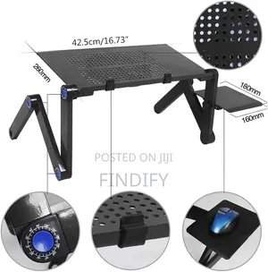 Adjustable Foldable Aluminum Laptop Table Desk Stand Cooling Fan Mouse