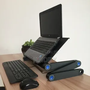 Adjustable Foldable Aluminum Laptop Table Desk Stand Cooling Fan Mouse