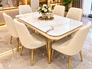 Gold Stand Marble Dining Table