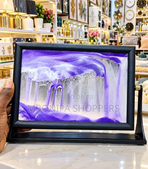Elegant Purple Flowing Sand Art Frame Decorative Home & Office Display