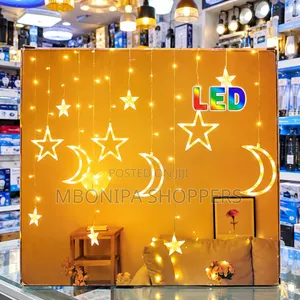 LED Star & Moon Curtain String Lights – Decorative Fairy Lights