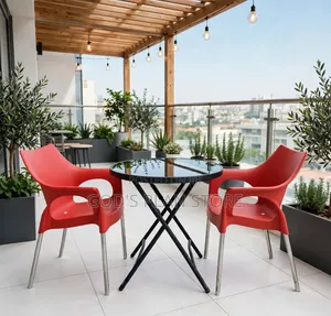 Chelsea Cafe/Balcony/Dining Foldable Glass Table and Chairs