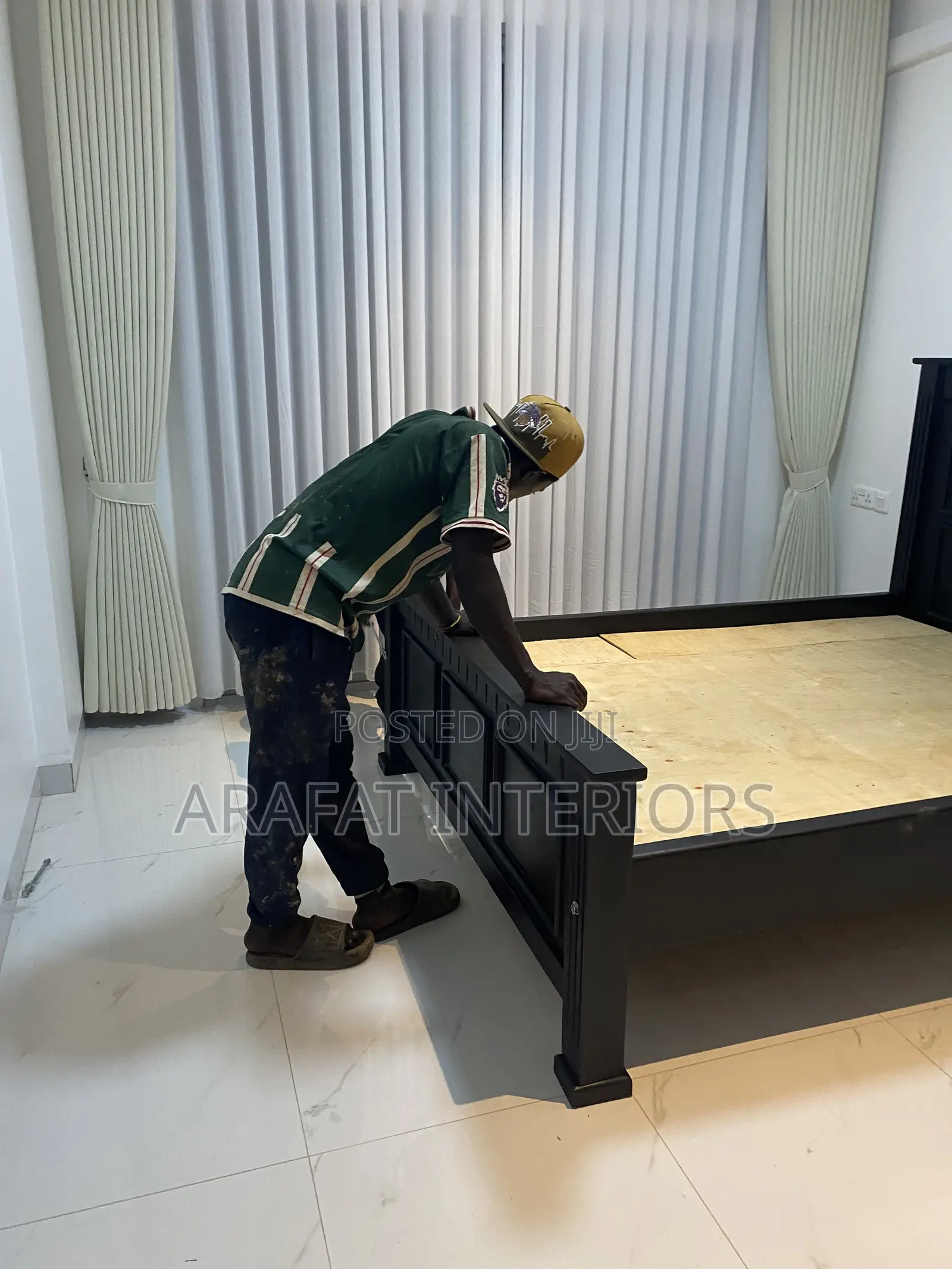 5by6 Black Solid Wood Bed in Musambya