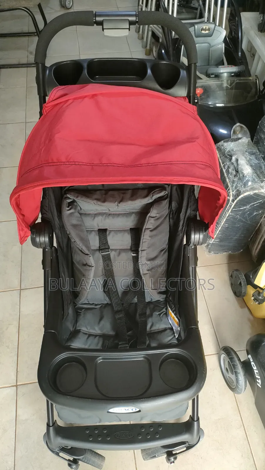 UK Used Red and Dark Gray Graco Verb Click Connect Folding Stroller.