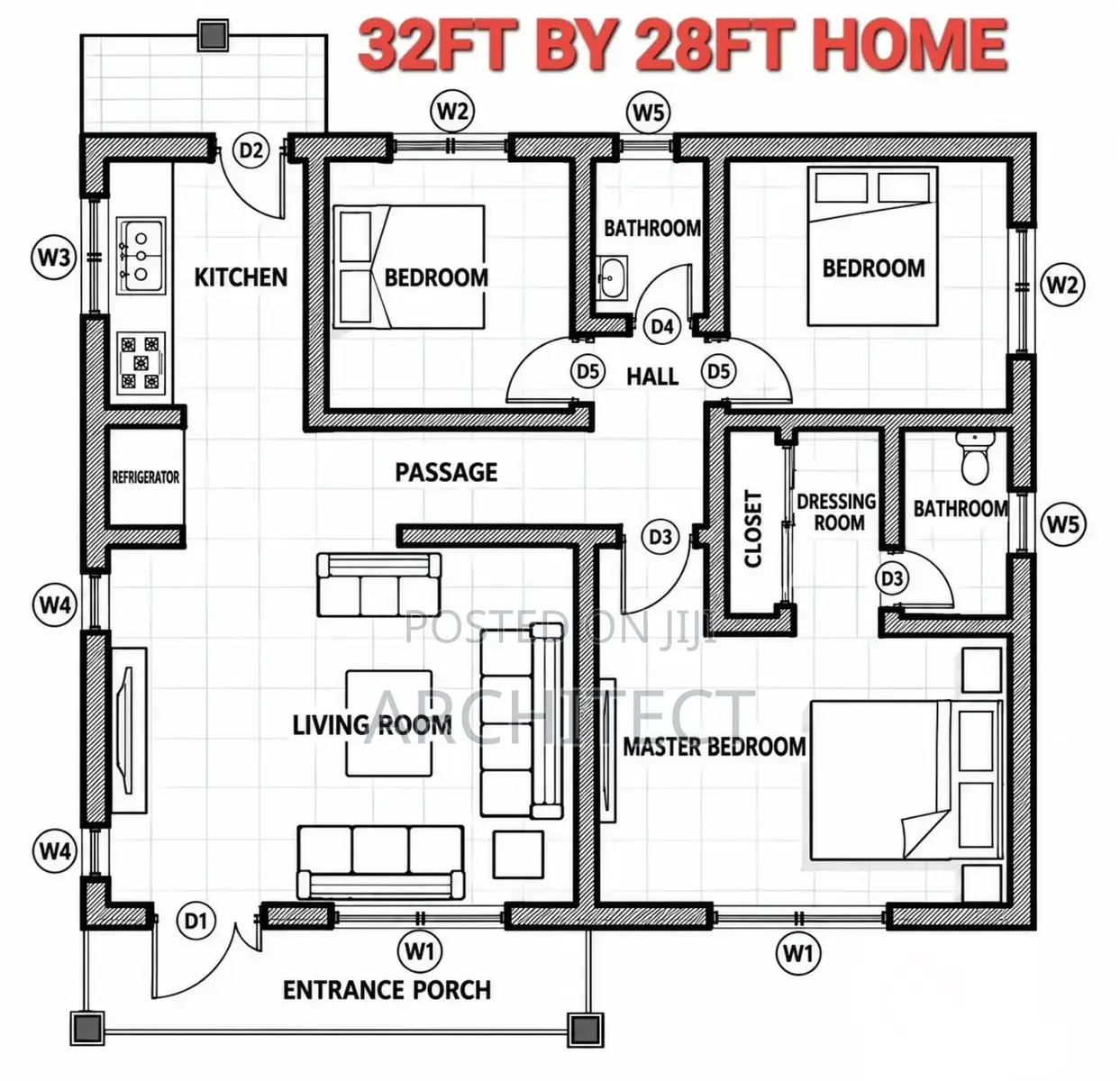 40ft by 50ft 3Bedroom House Design and Cost