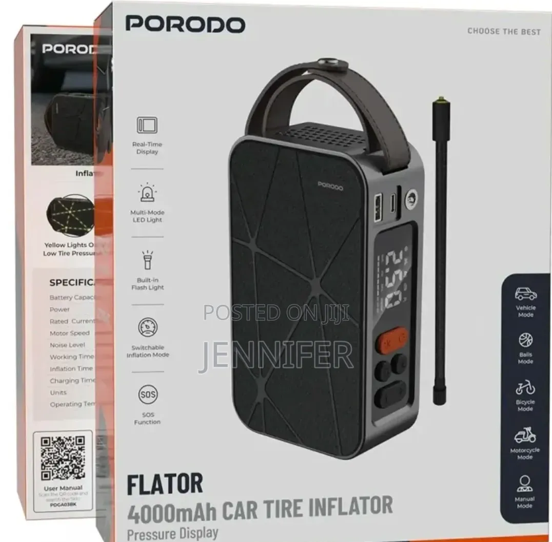 Porodo Flator 4000mAh Portable Car Tire Inflator